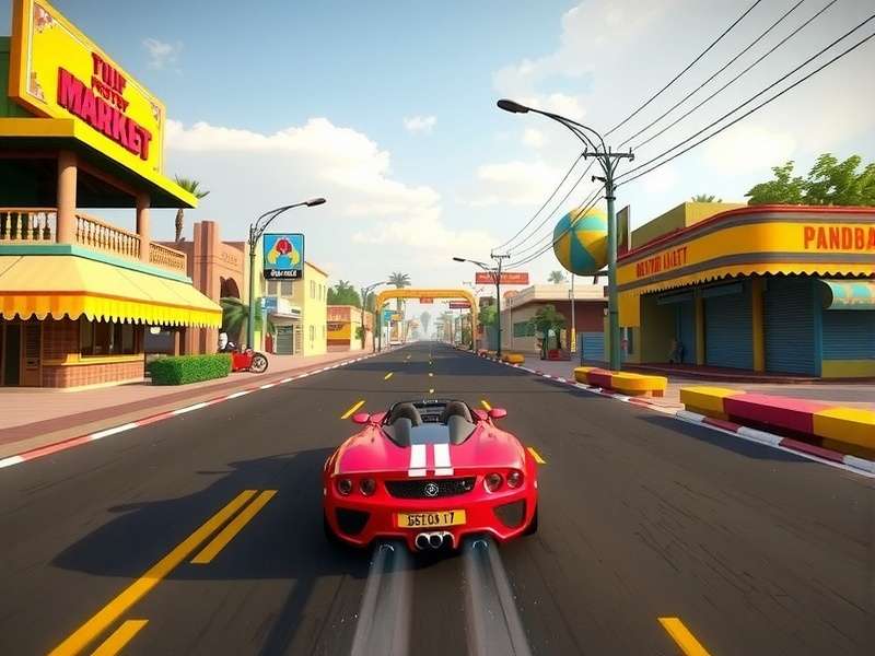 Chandigarh Cheetahs Gameplay Screenshot Chandigarh Cheetahs gameplay screenshot showing a race through Sector 17 market with Punjabi dhaba in background